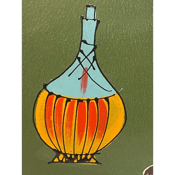 MCM Vintage Lacquer Ware Serving Tray Wine Bottle Grapes Green Japan - Picture 5 of 10